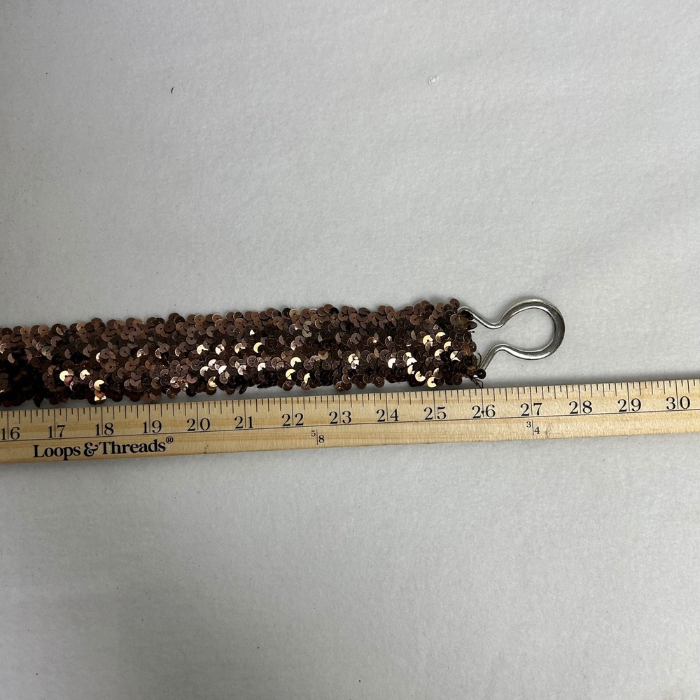Glamcore Women OS Bronze Brown Sequin Interlocking Clasp Waist Belt - Picture 4 of 8